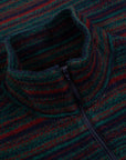 Engineered Garments Zip Mock Neck Green Fair Isle Stripe Knit