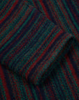 Engineered Garments Zip Mock Neck Green Fair Isle Stripe Knit