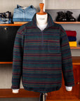 Engineered Garments Zip Mock Neck Green Fair Isle Stripe Knit