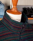 Engineered Garments Zip Mock Neck Green Fair Isle Stripe Knit