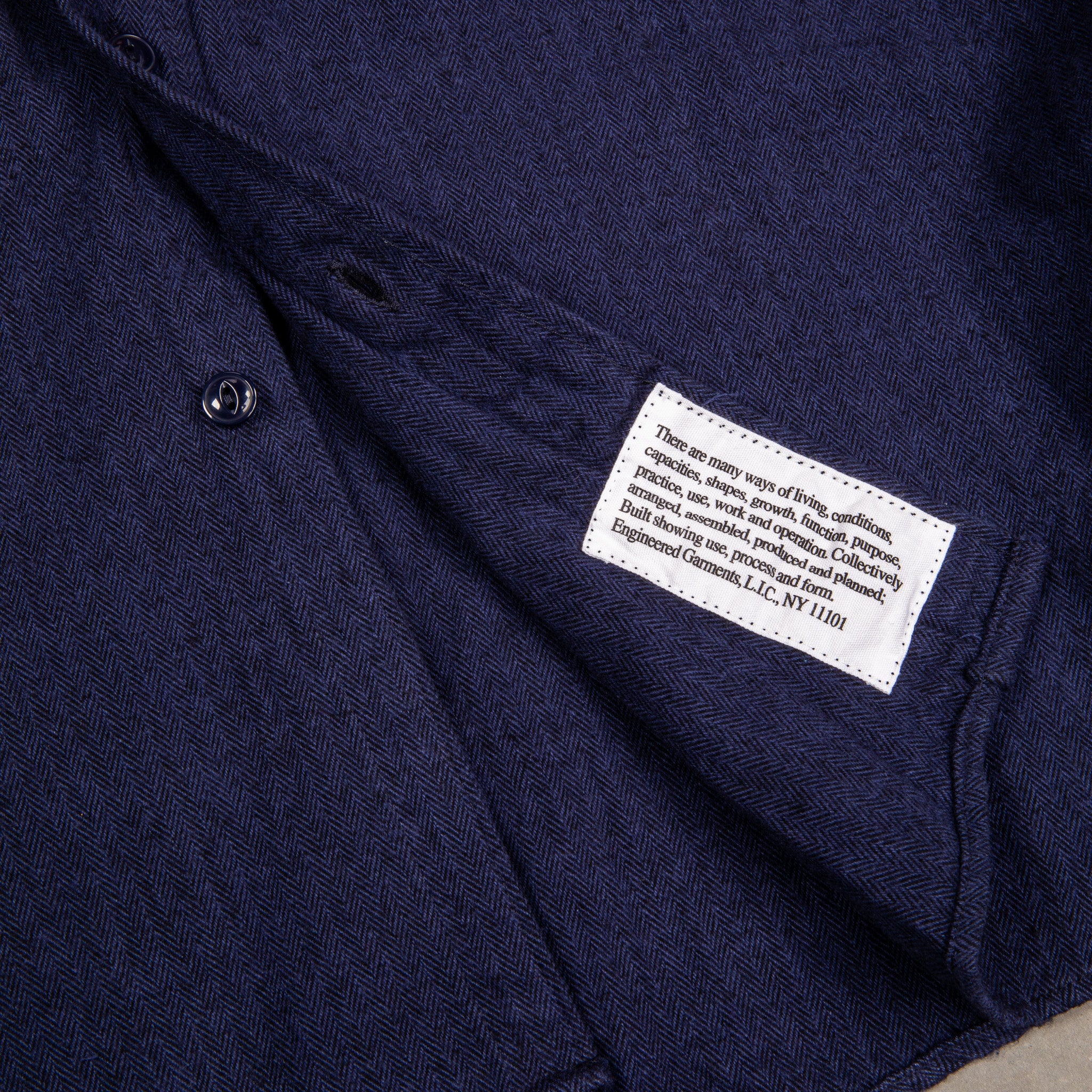 Engineered Garments Work Shirt Cotton Herringbone Flannel Navy