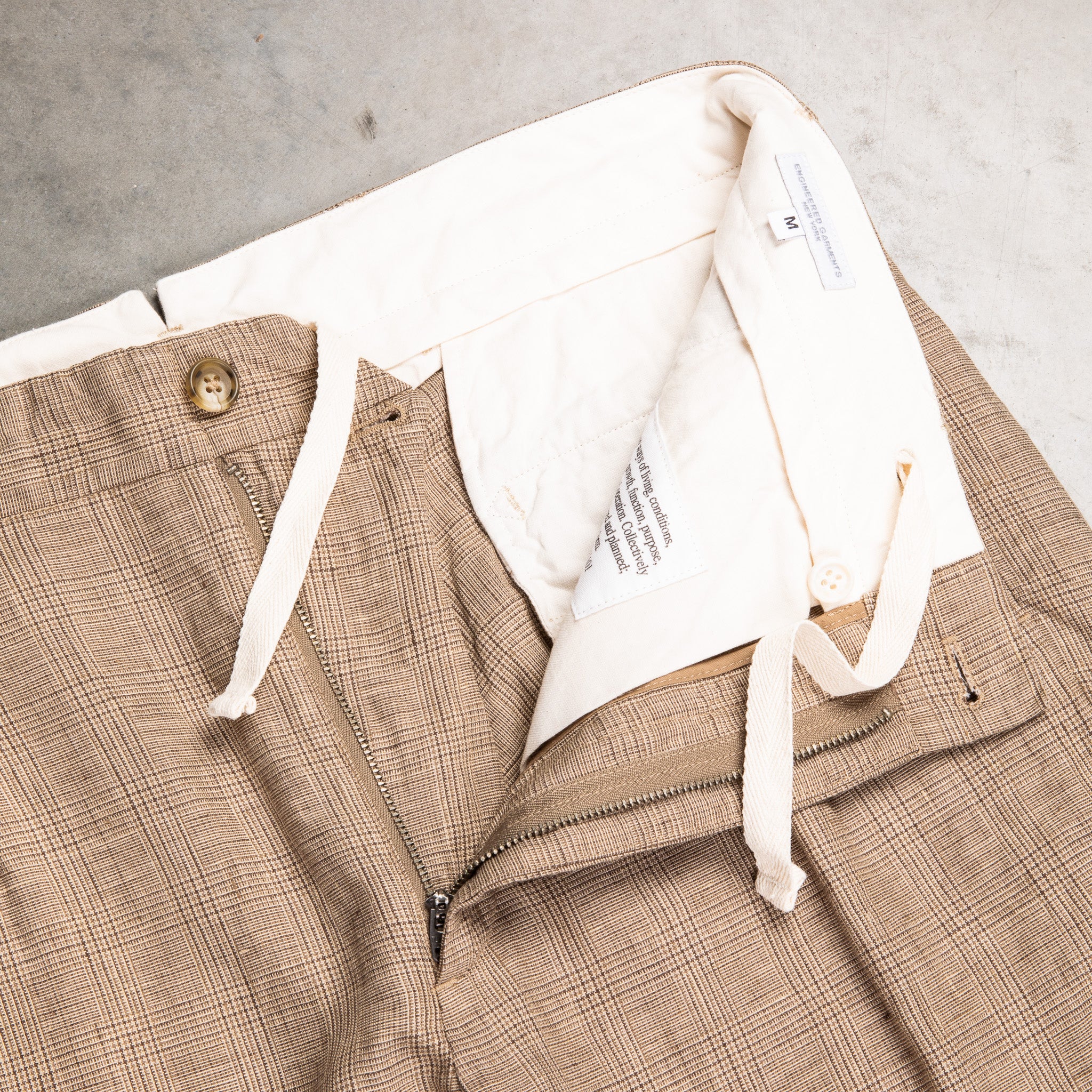 Engineered Garments Andover Pant Beige Linen Glen Plaid – Frans Boone Store