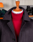 De Petrillo Cashmere Single Breasted Overcoat Navy per Frans Boone