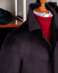 De Petrillo Cashmere Single Breasted Overcoat Navy per Frans Boone