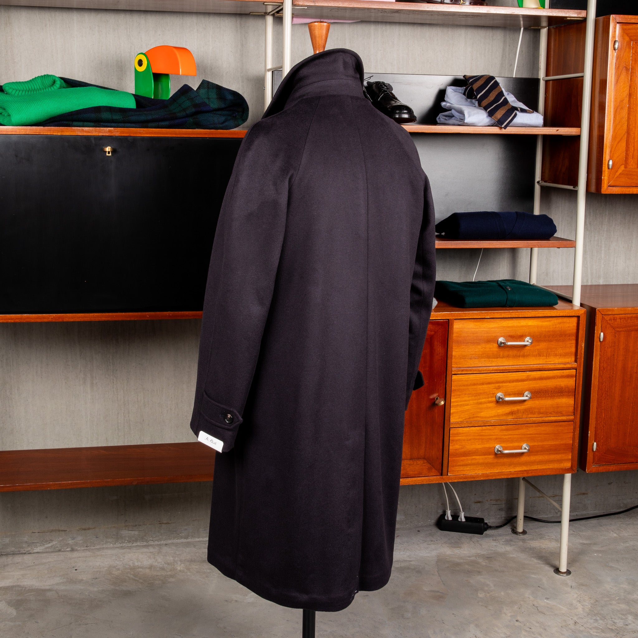 De Petrillo Cashmere Single Breasted Overcoat Navy per Frans Boone