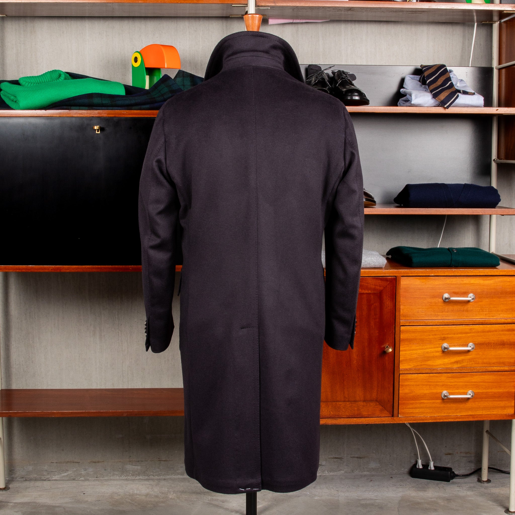 De Petrillo Cashmere Double Breasted Overcoat Navy per Frans Boone