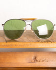 The Real McCoy's Aviator Flying Sunglasses Silver/Chrome