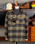 Engineered Garments Work Shirt Cotton Flannel Plaid Yellow Gray