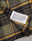 Engineered Garments Work Shirt Cotton Flannel Plaid Yellow Gray