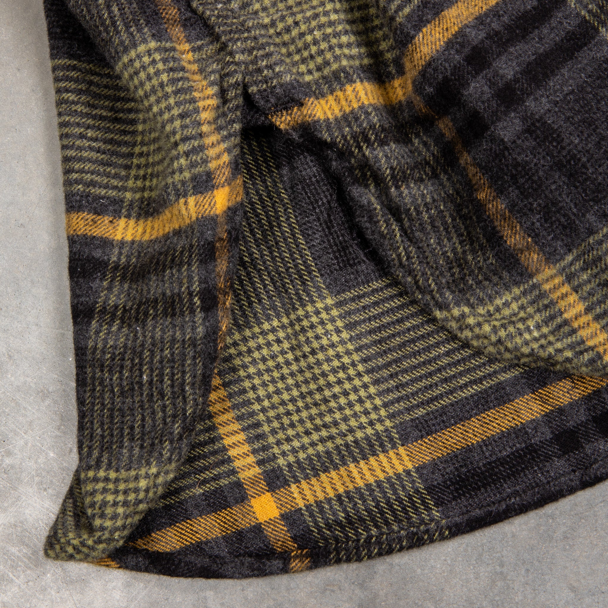 Engineered Garments Work Shirt Cotton Flannel Plaid Yellow Gray