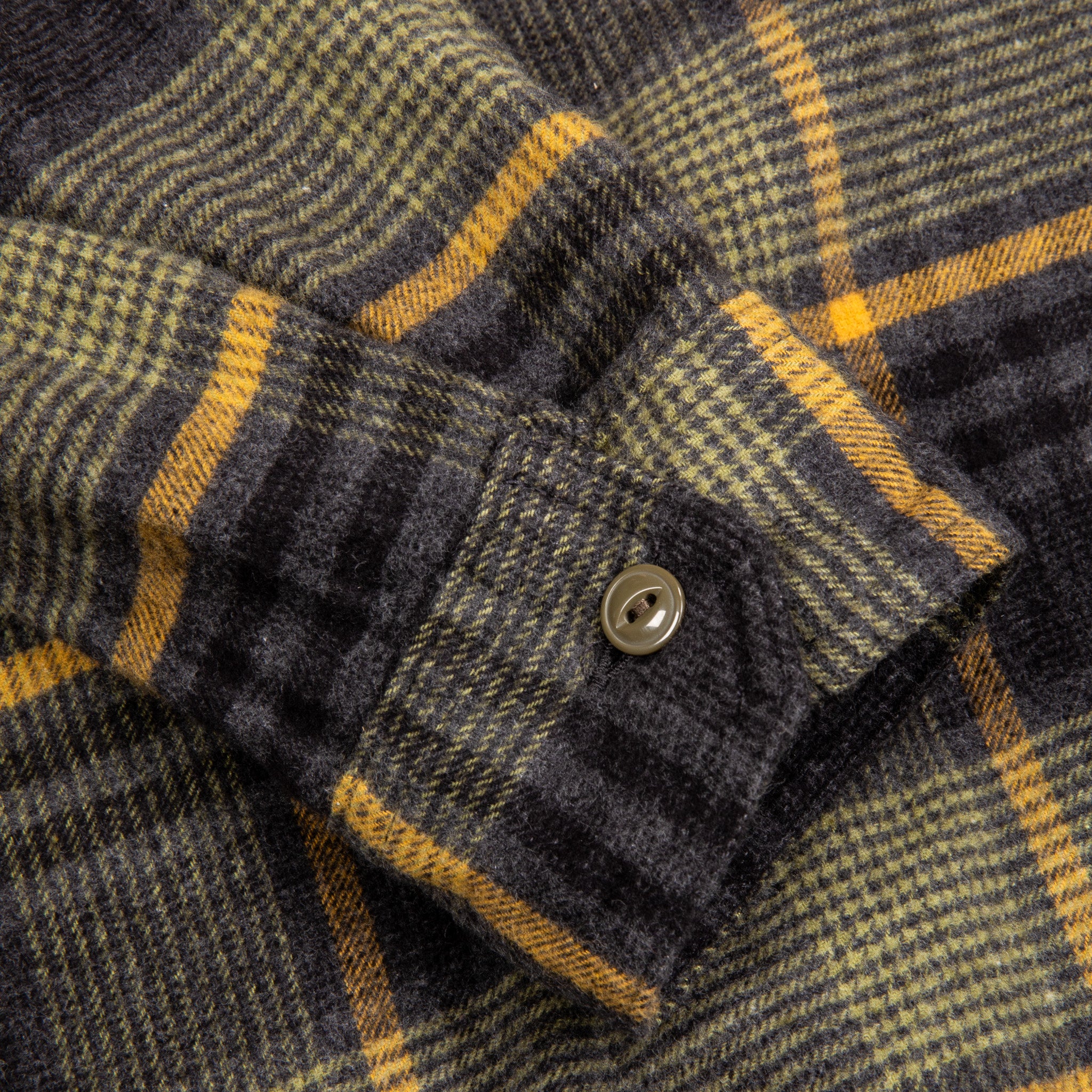 Engineered Garments Work Shirt Cotton Flannel Plaid Yellow Gray