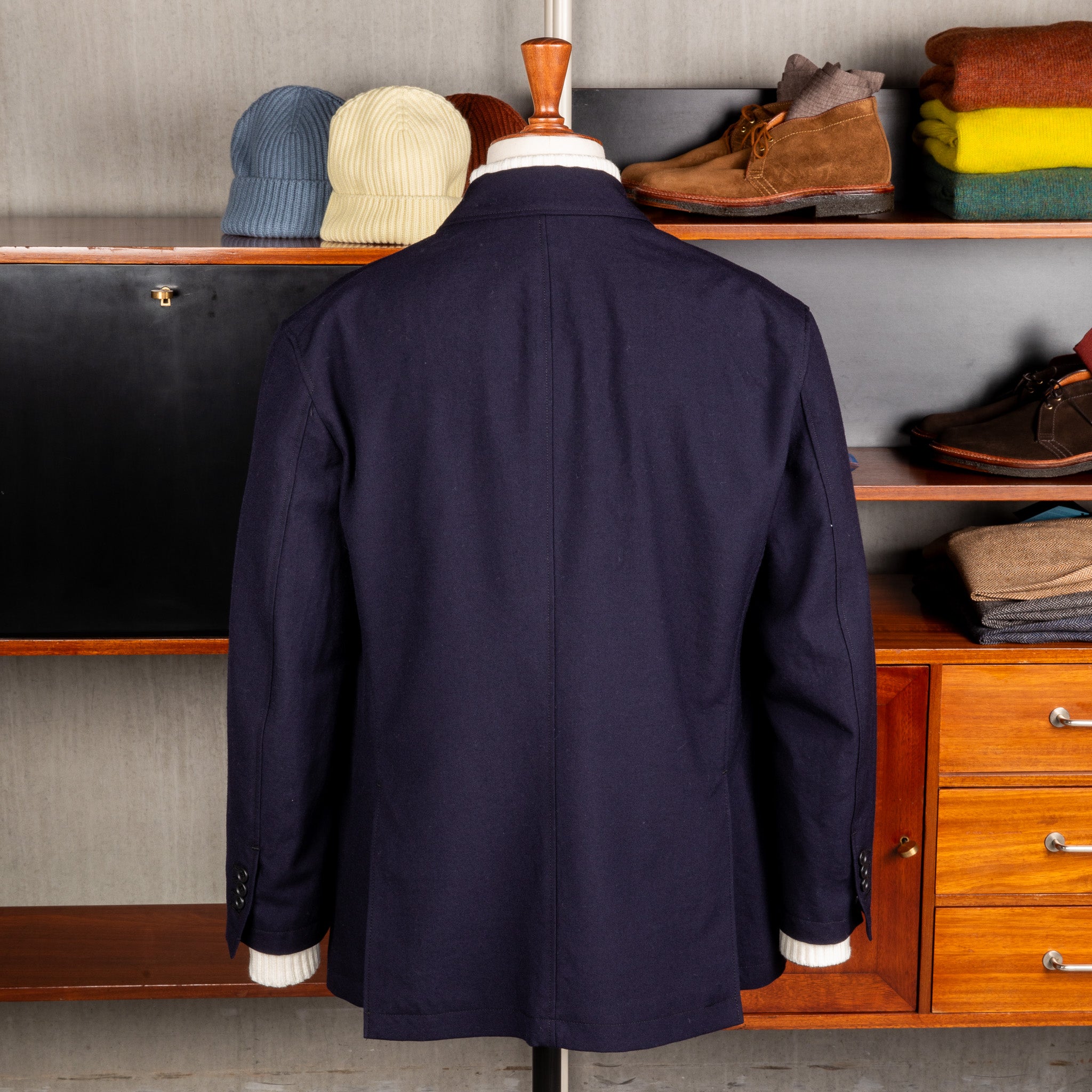 Engineered Garments DBL Peak Jacket Serge Wool Dark Navy