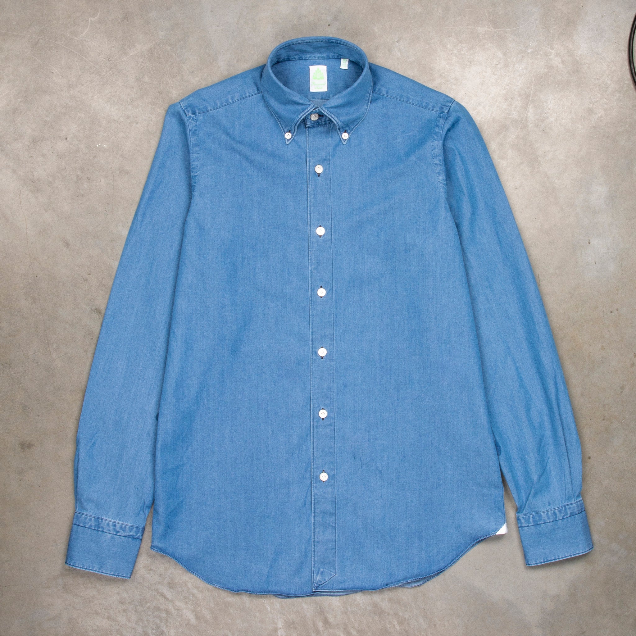 Finamore Tokyo shirt Lucio collar Regular Bleach Denim