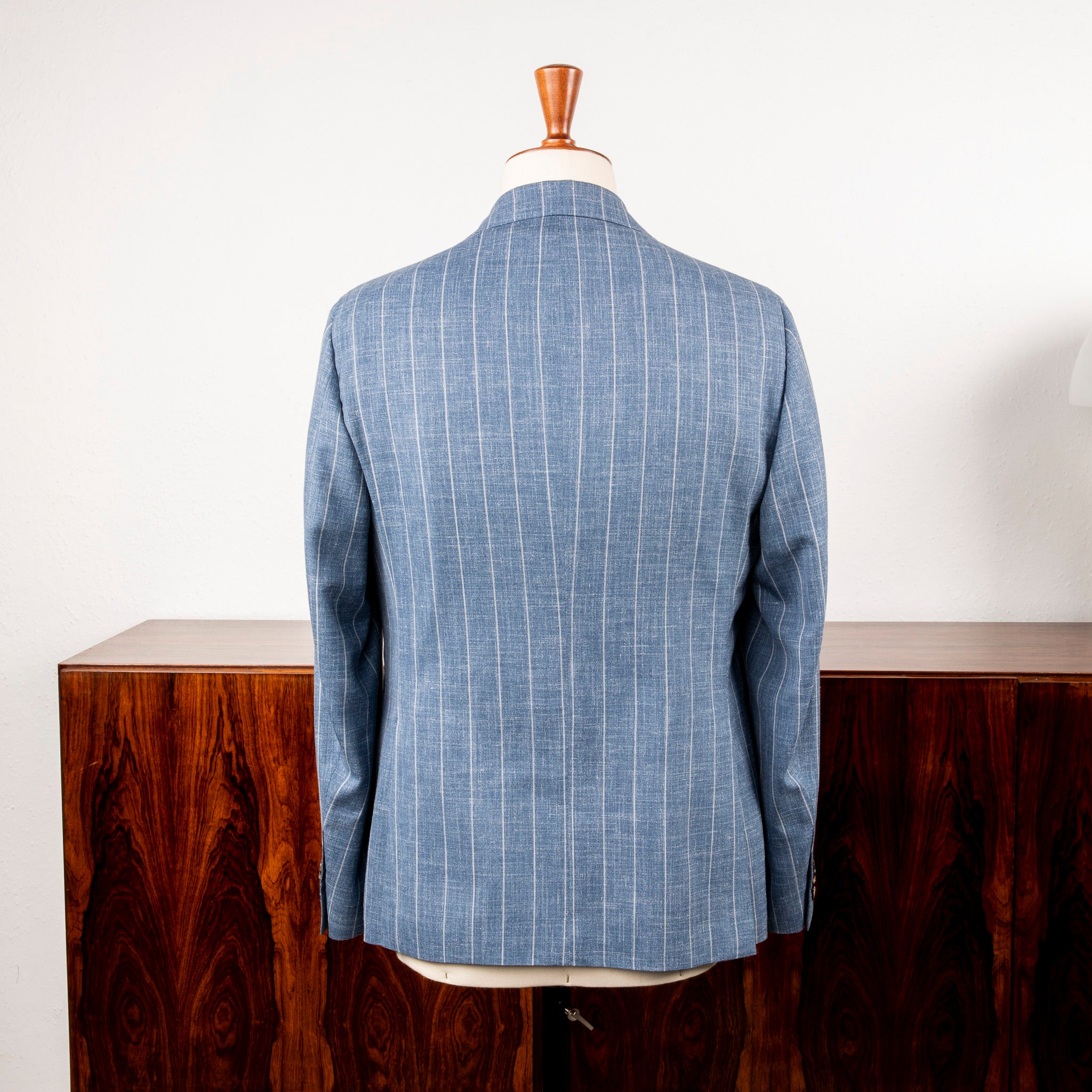 Caruso Butterfly Jacket Loro Piana Summertime Pinstripe Mid Blue