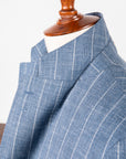 Caruso Butterfly Jacket Loro Piana Summertime Pinstripe Mid Blue