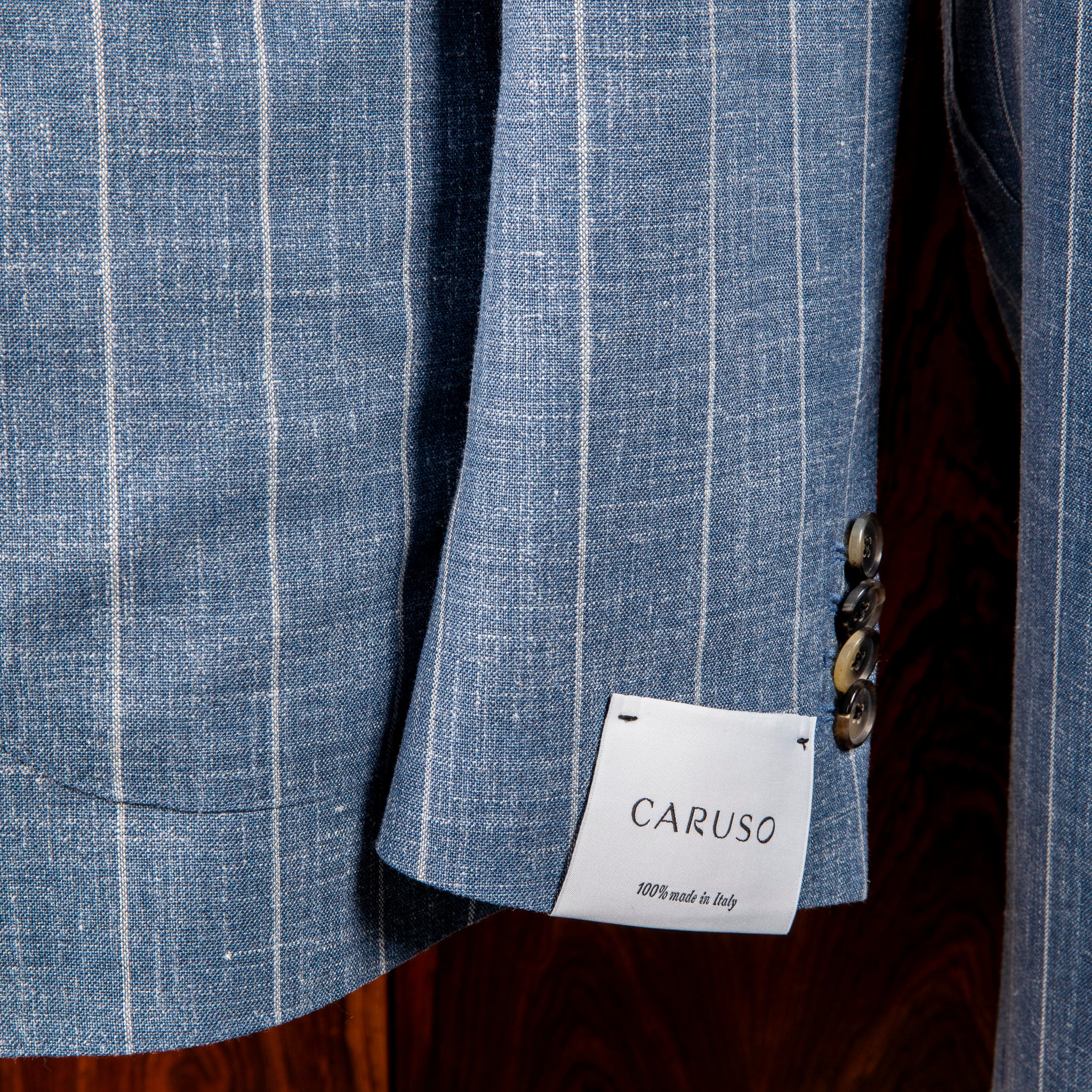 Caruso Butterfly Jacket Loro Piana Summertime Pinstripe Mid Blue