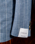 Caruso Butterfly Jacket Loro Piana Summertime Pinstripe Mid Blue