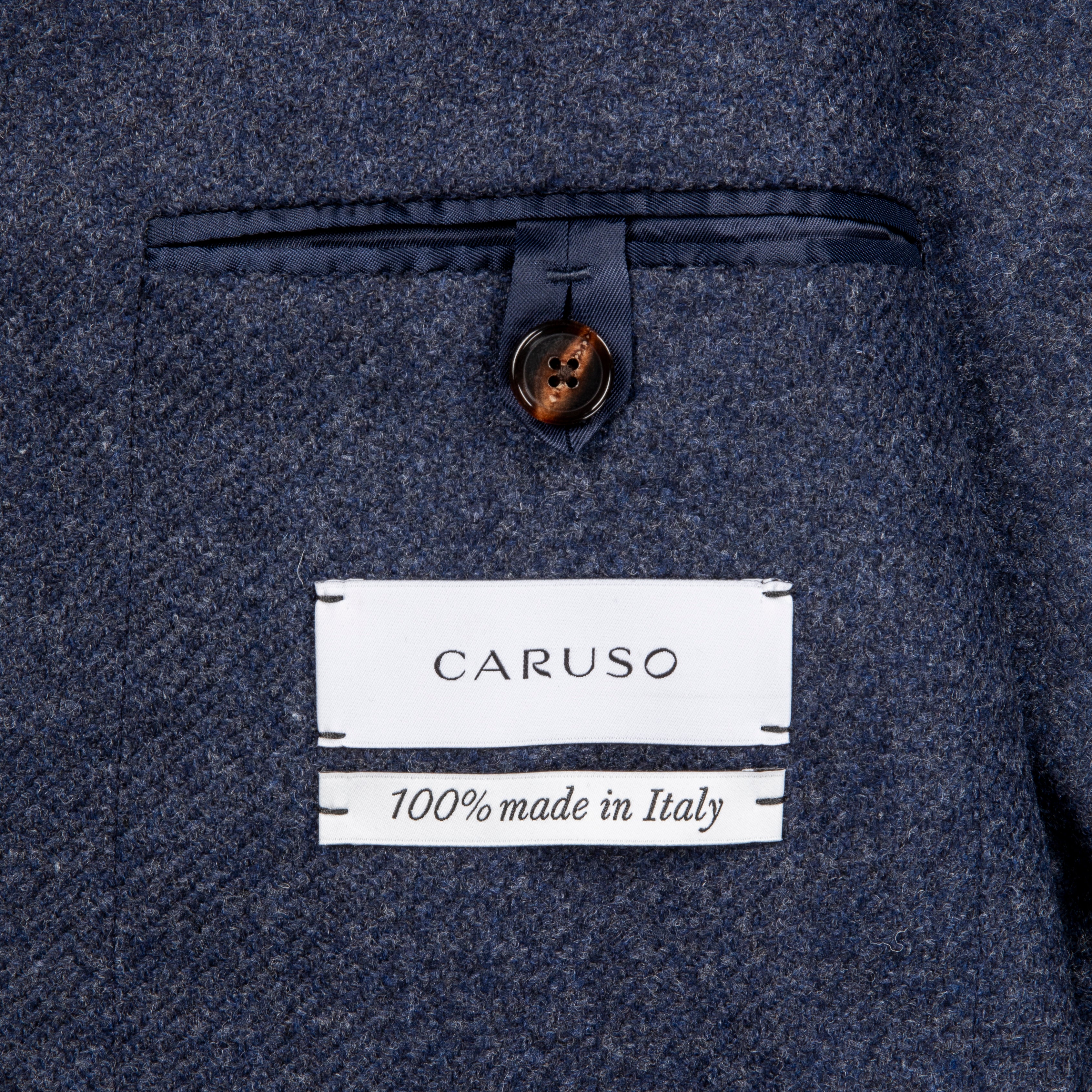 Caruso Butterfly Jacket Wool Cashmere Italian Tweed Blu