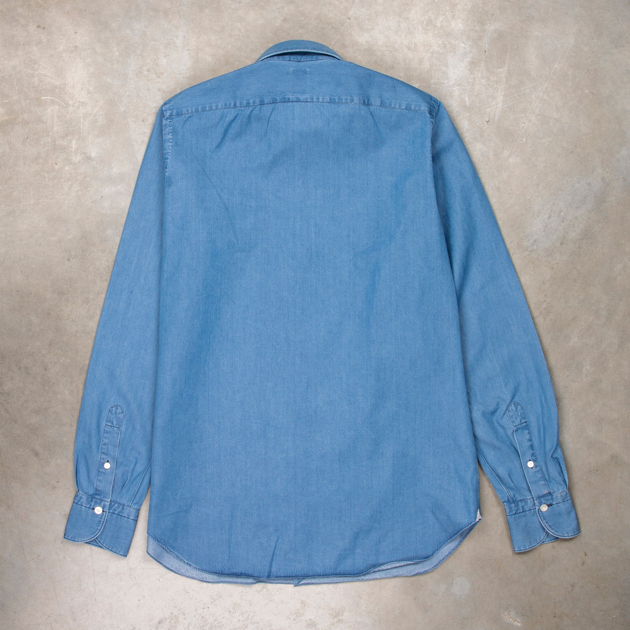 Finamore Tokyo Shirt Sergio Collar Regular Bleach Denim