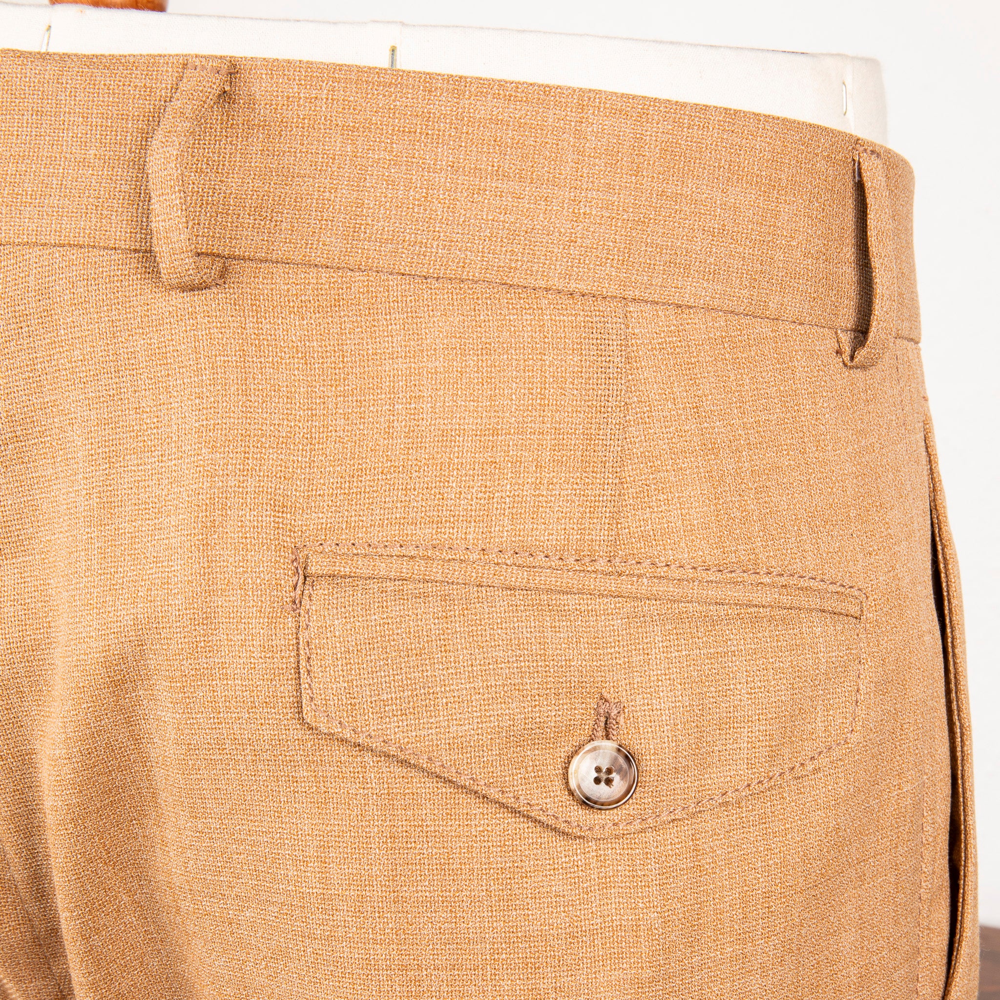 Caruso Pantaloni Super 130&#39;s Wool Hopsack Beige