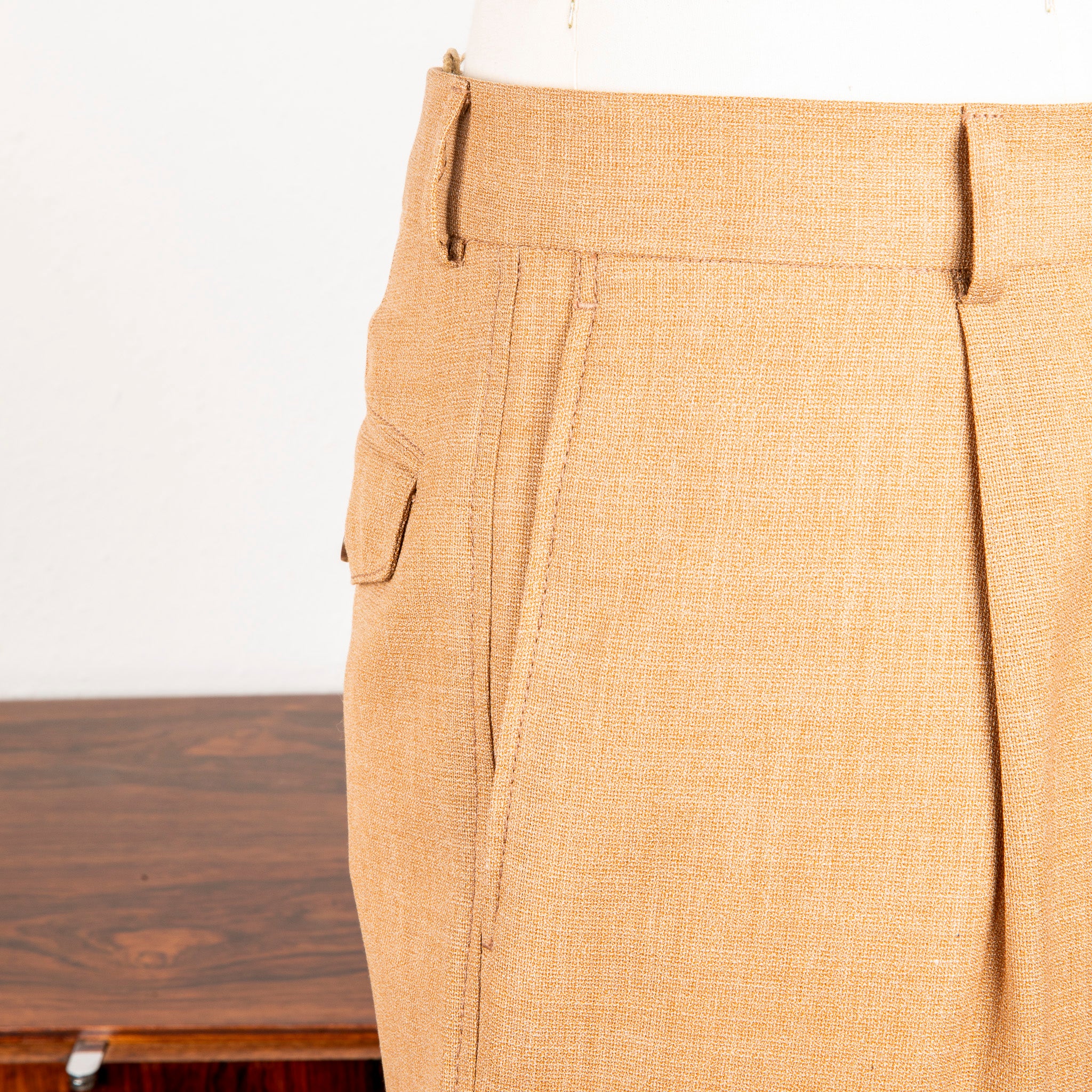 Caruso Pantaloni Super 130&#39;s Wool Hopsack Beige