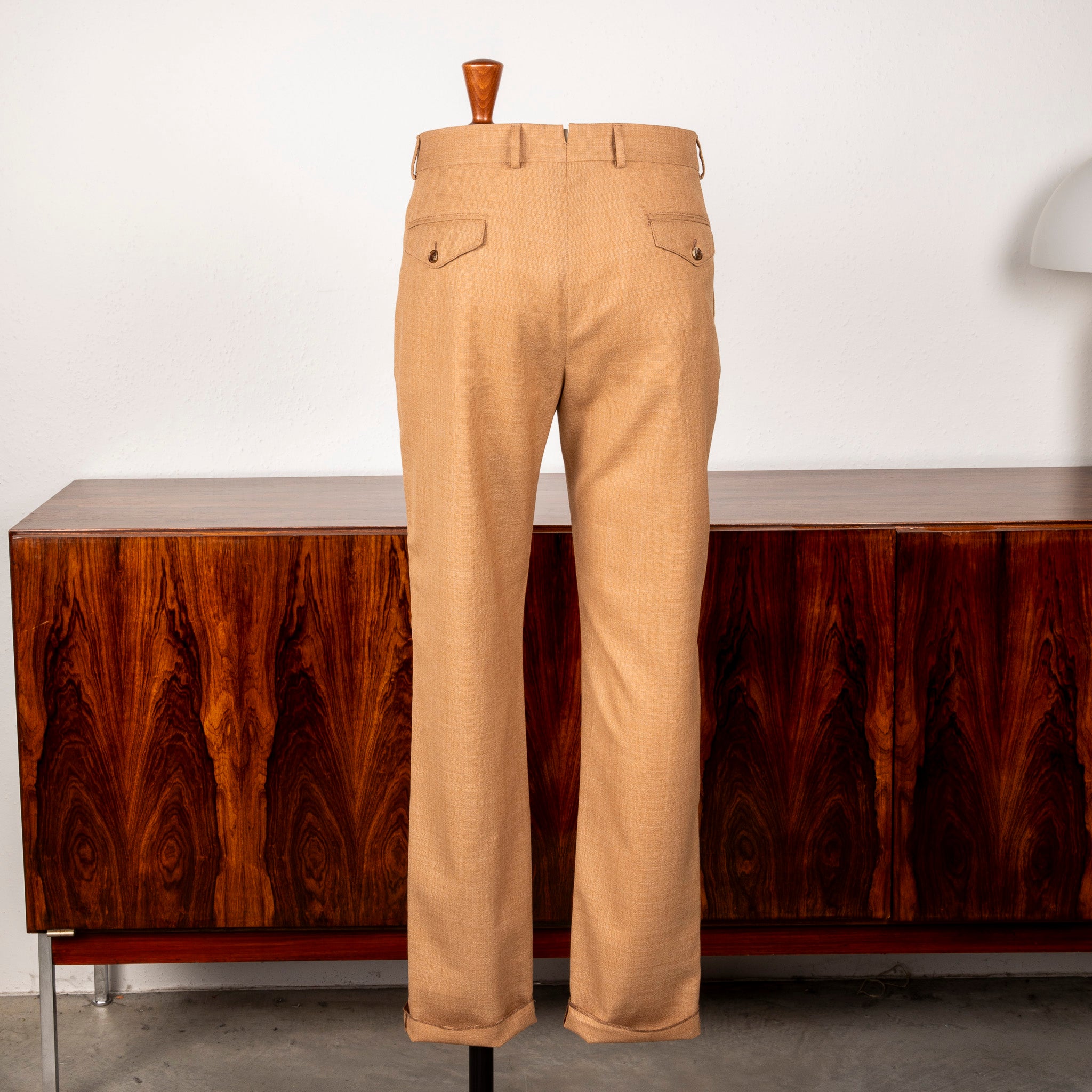 Caruso Pantaloni Super 130&#39;s Wool Hopsack Beige