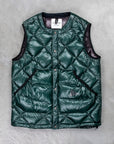 And Wander Diamond Stitch Down Vest Green