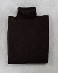 Laurence J. Smith Super Soft Seamless Roll Neck Pullover Dark Oak