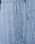 Caruso Pantaloni Loro Piana Summertime Pinstripe Mid Blue