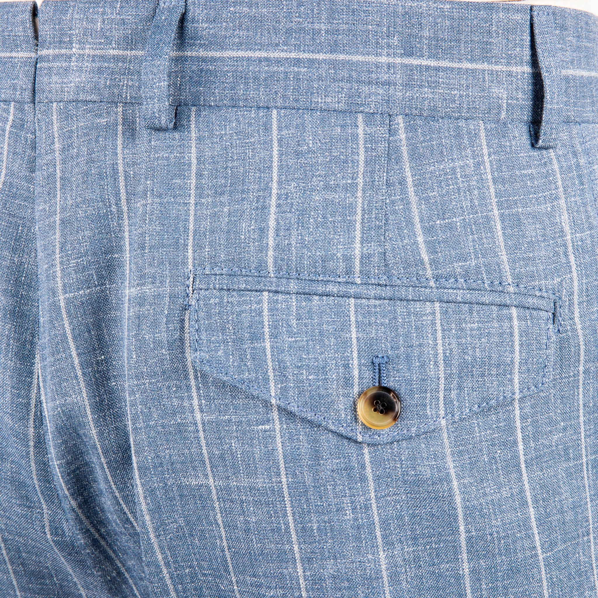 Caruso Pantaloni Loro Piana Summertime Pinstripe Mid Blue