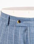 Caruso Pantaloni Loro Piana Summertime Pinstripe Mid Blue