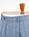 Caruso Pantaloni Loro Piana Summertime Pinstripe Mid Blue