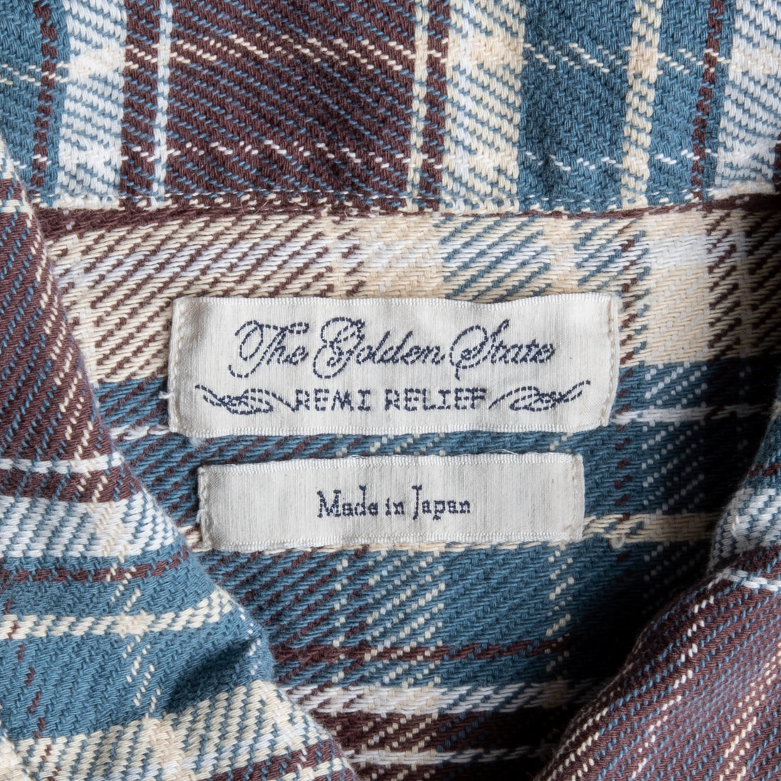 Remi Relief twill checked wide shirt brown