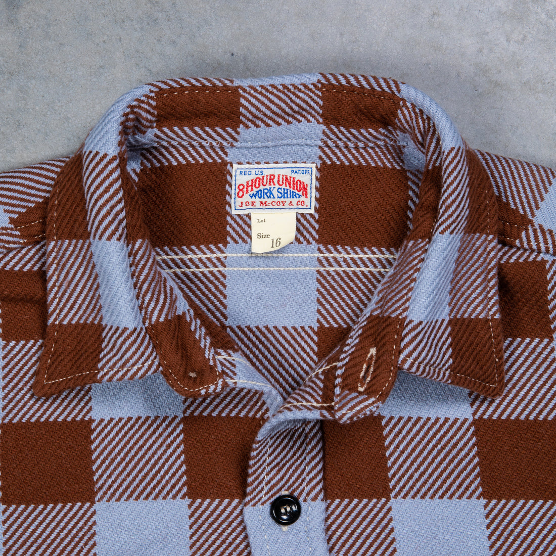 The Real McCoy's 8HU Buffalo Check Flannel Shirt Sax - Brown