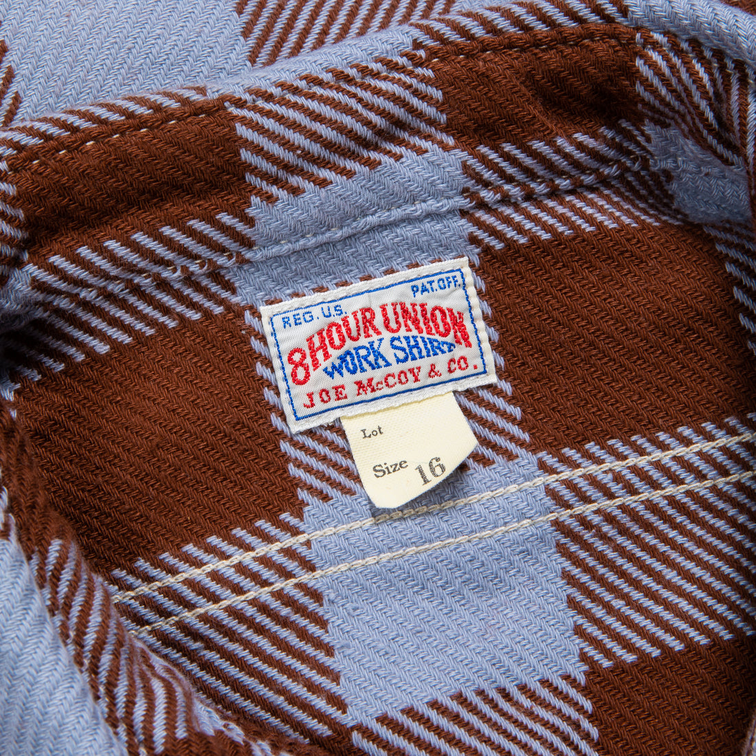 The Real McCoy's 8HU Buffalo Check Flannel Shirt Sax - Brown