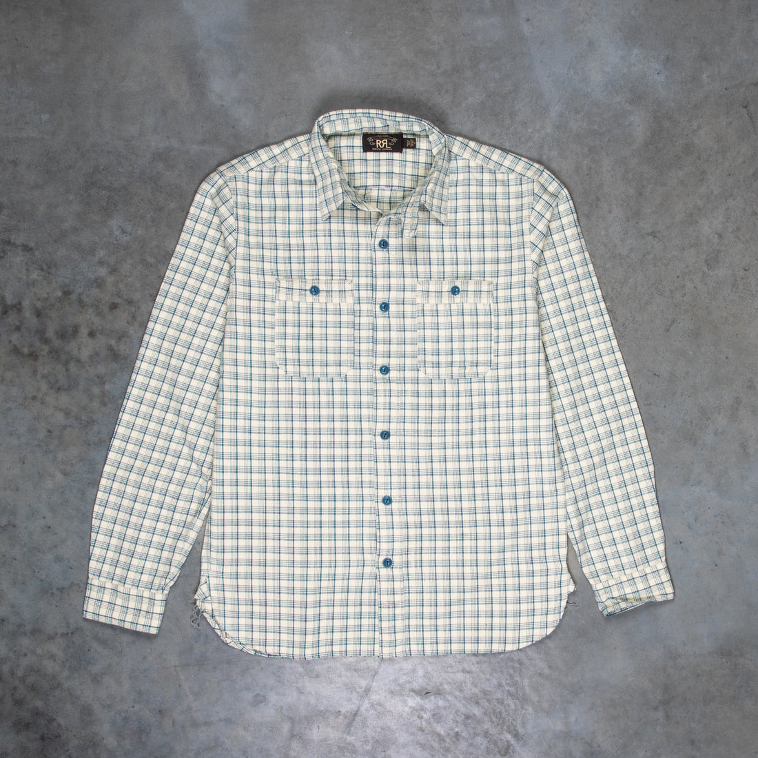 RRL Alaska Sport Shirt RL-598 Cream Blue