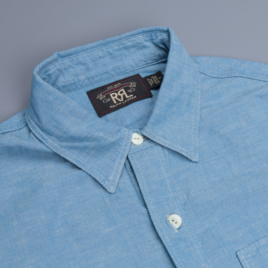 RRL Painted Chambray Workshirt Reactive Blue