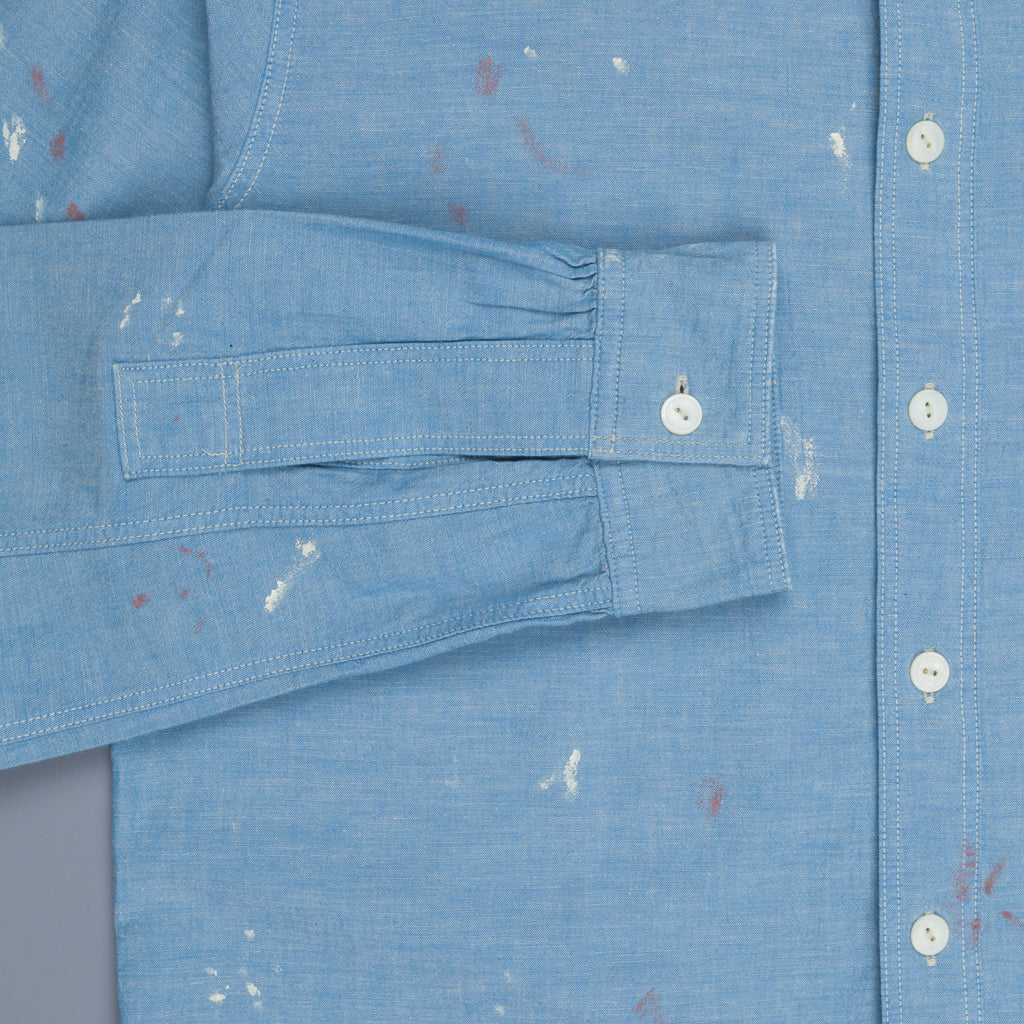 RRL Painted Chambray Workshirt Reactive Blue