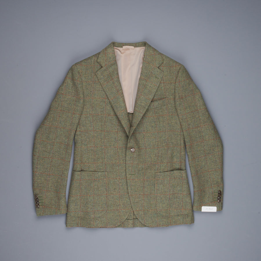 De Petrillo x Frans Boone jacket Shetland Herringbone two tone windowpane  moss