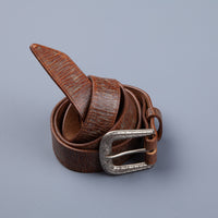 美品 RRL LEATHER RING BELT DENIM FABRIC-